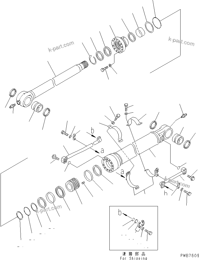 Komatsu parts book diagram for PC350-6 S/N 10001-UP: BUCKET CYLINDER(#12001-)