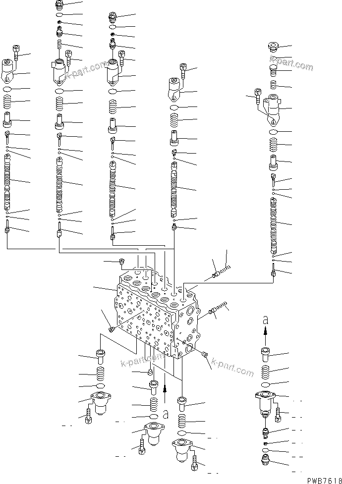 Komatsu parts book diagram for PC350-6 S/N 10001-UP: MAIN VALVE (1-ACTUATOR) (1/12)(#12001-)