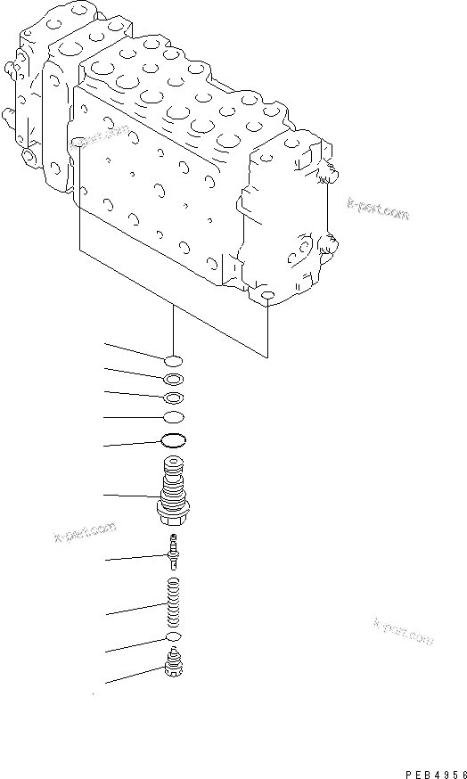 Komatsu parts book diagram for PC350-6 S/N 10001-UP: MAIN VALVE (1-ACTUATOR) (5/12)