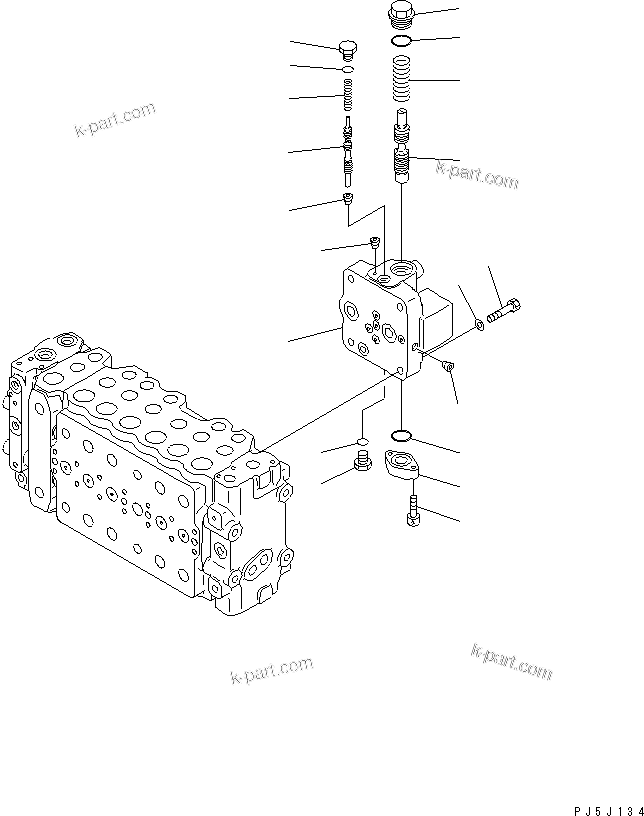 Komatsu parts book diagram for PC350-6 S/N 10001-UP: MAIN VALVE (1-ACTUATOR) (10/12)