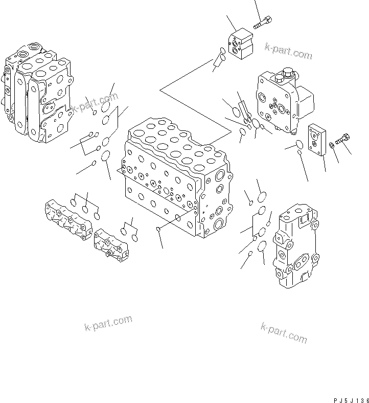 Komatsu parts book diagram for PC350-6 S/N 10001-UP: MAIN VALVE (2-ACTUATOR) (2/15) (ATTACHMENT LINE LESS)