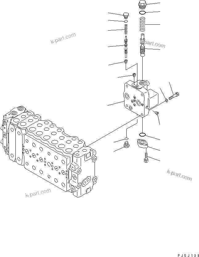 Komatsu parts book diagram for PC350-6 S/N 10001-UP: MAIN VALVE (2-ACTUATOR) (10/15)(#10450-)