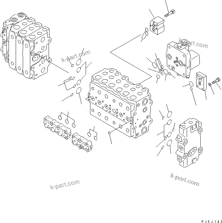 Komatsu parts book diagram for PC350-6 S/N 10001-UP: MAIN VALVE (3-ACTUATOR) (2/17)(#12455-)