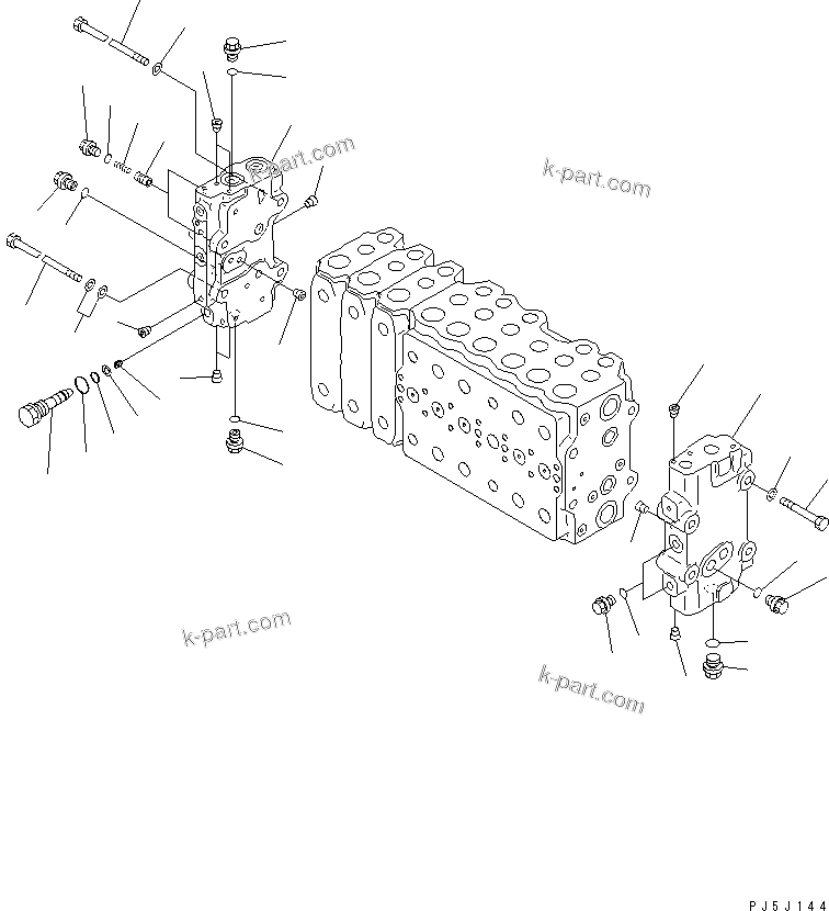 Komatsu parts book diagram for PC350-6 S/N 10001-UP: MAIN VALVE (3-ACTUATOR) (4/17)(#12455-)