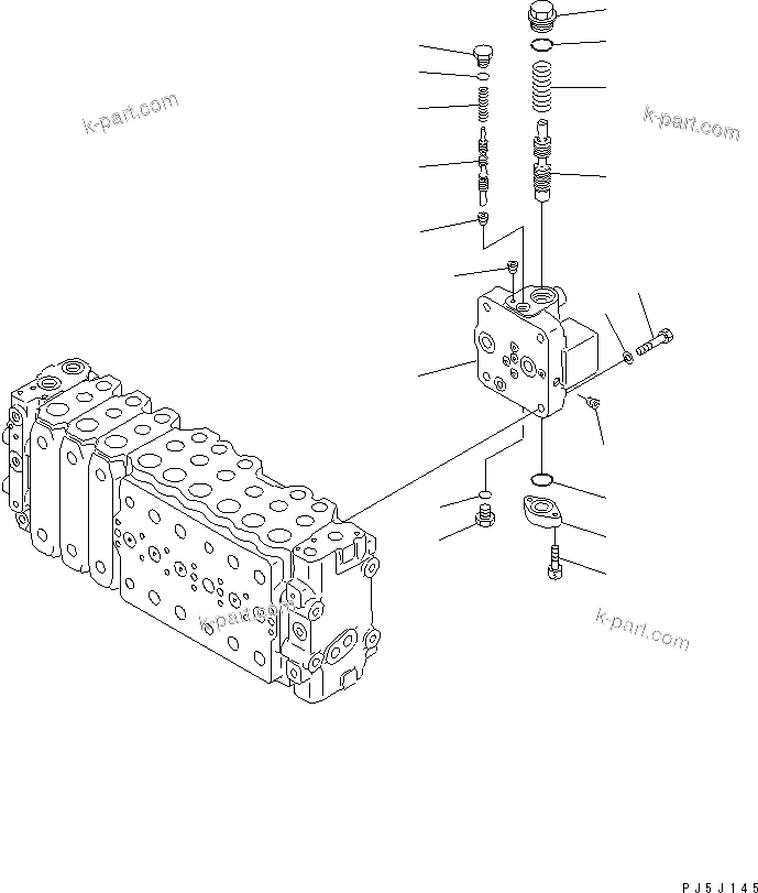 Komatsu parts book diagram for PC350-6 S/N 10001-UP: MAIN VALVE (3-ACTUATOR) (10/17)(#12455-)