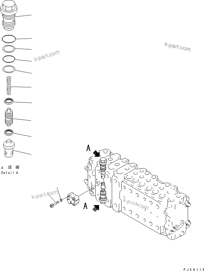 Komatsu parts book diagram for PC350-6 S/N 10001-UP: MAIN VALVE (3-ACTUATOR) (16/17)(#12455-)