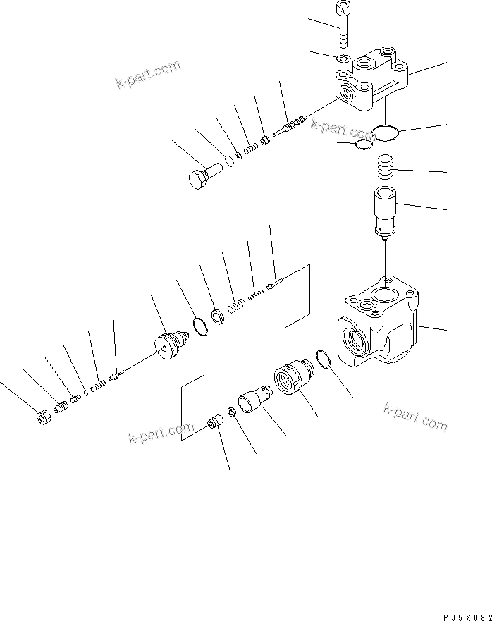 Komatsu parts book diagram for PC350-6 S/N 10001-UP: LOCK VALVE