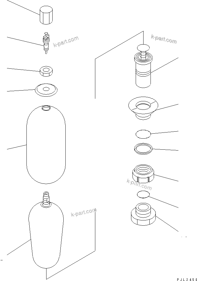 Komatsu parts book diagram for PC350-6 S/N 10001-UP: ACCUMULATOR (AL300-1) (INNER PARTS)