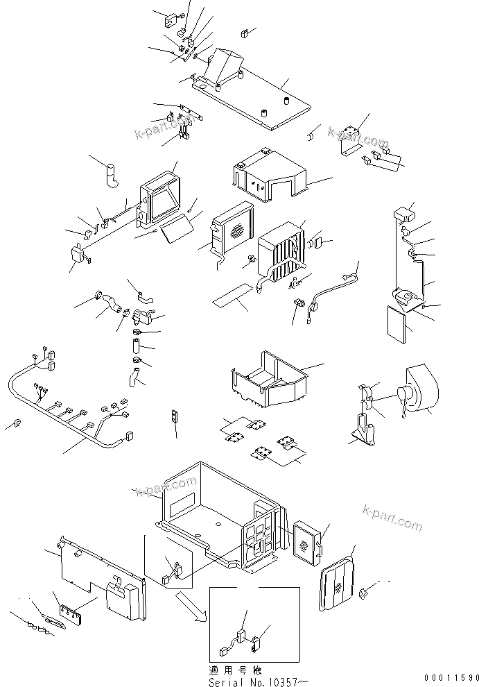 Komatsu parts book diagram for PC350-6 S/N 10001-UP: AIR CONDITIONER UNIT (DEN-CON)(#10001-11999)