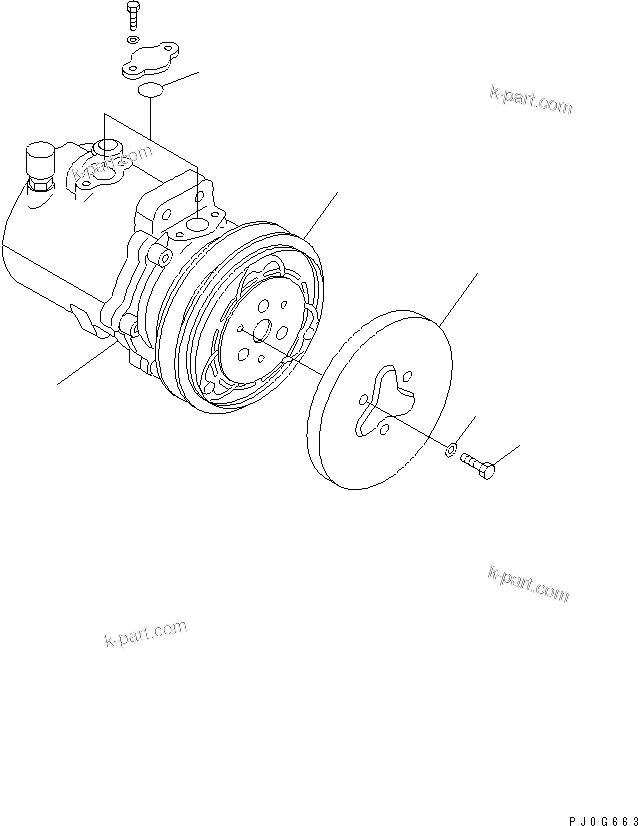 Komatsu parts book diagram for PC350-6 S/N 10001-UP: AIR COMPRESSOR UNIT (FOR AIR CONDITIONER)(#10001-11999)