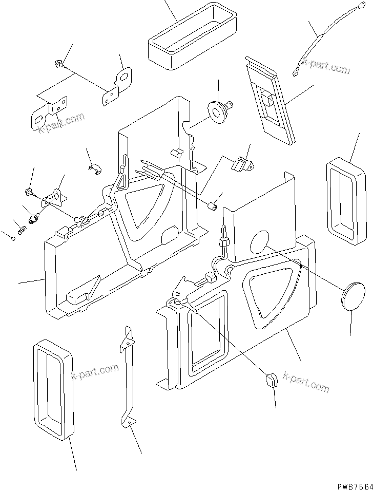Komatsu parts book diagram for PC350-6 S/N 10001-UP: BOX ASS'Y (AIR DAMPER CASE) (FOR AIR CONDITIONER)