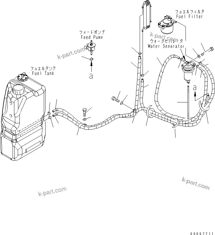 Komatsu parts book diagram for PC35MR-3(JPN)-FOR CAB S/N 15001-UP: FUEL PIPING