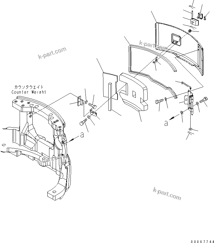 Komatsu parts book diagram for PC35MR-3(JPN)-FOR CAB S/N 15001-UP: HOOD