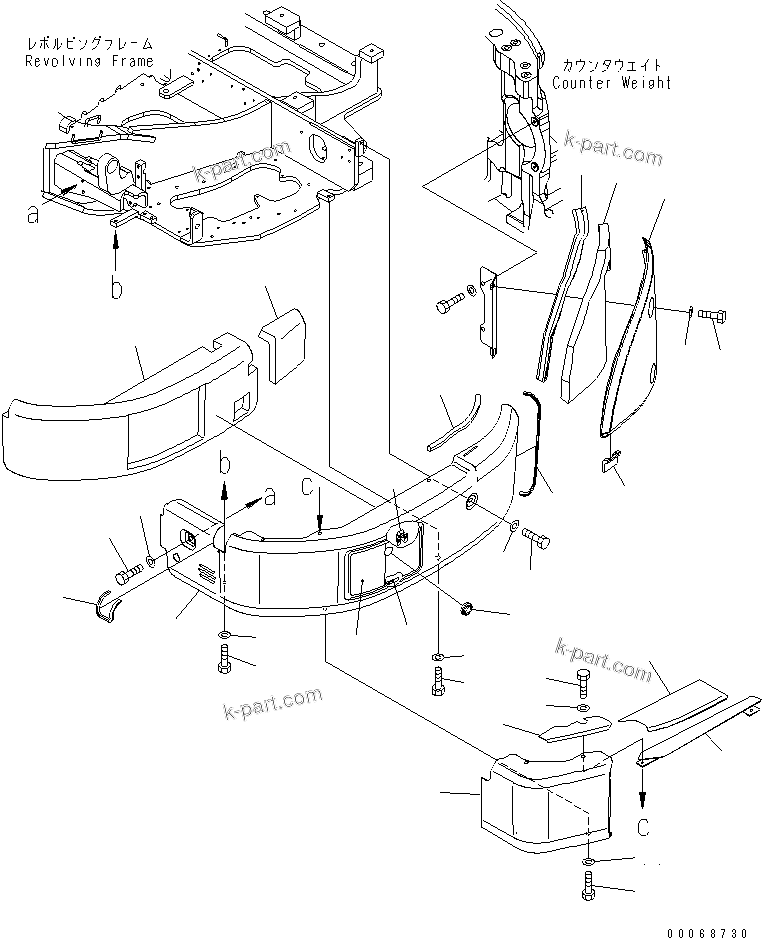 Komatsu parts book diagram for PC35MR-3(JPN)-FOR CAB S/N 15001-UP: LEFT SIDE COVER (CAB)