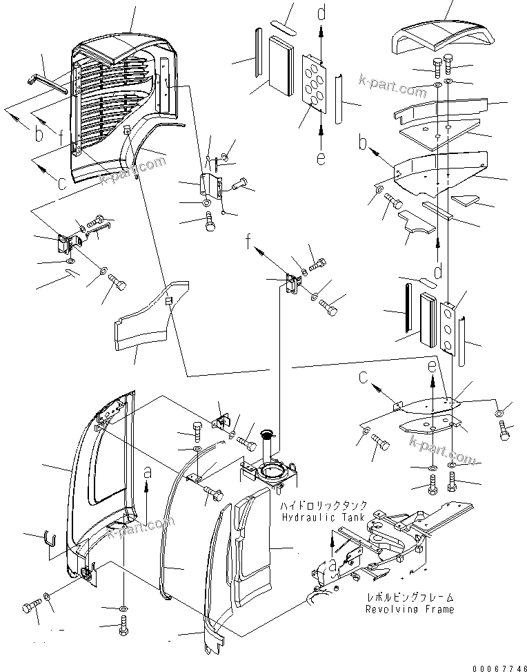 Komatsu parts book diagram for PC35MR-3(JPN)-FOR CAB S/N 15001-UP: RIGHT SIDE COVER (1/2)