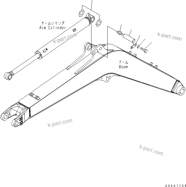 Komatsu parts book diagram for PC35MR-3(JPN)-FOR CAB S/N 15001-UP: BOOM (PIN) (FOR ARM CYLINDER)