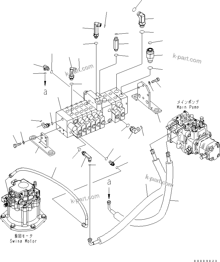 Komatsu parts book diagram for PC35MR-2-B S/N 5001-UP: MAIN VALVE (CONNECTING PARTS) (1/3) (FOR JAPAN)