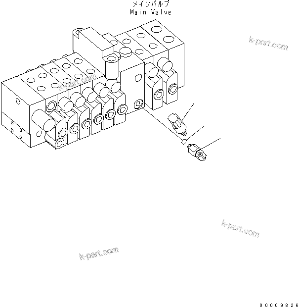 Komatsu parts book diagram for PC35MR-2-B S/N 5001-UP: MAIN VALVE (TRAVEL ALARM)