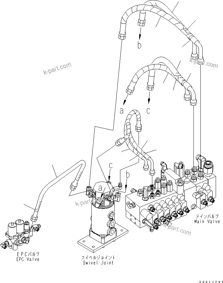 Komatsu parts book diagram for PC35MR-2-B S/N 5001-UP: ACTUATOR LINE (TRAVEL AND BLADE)