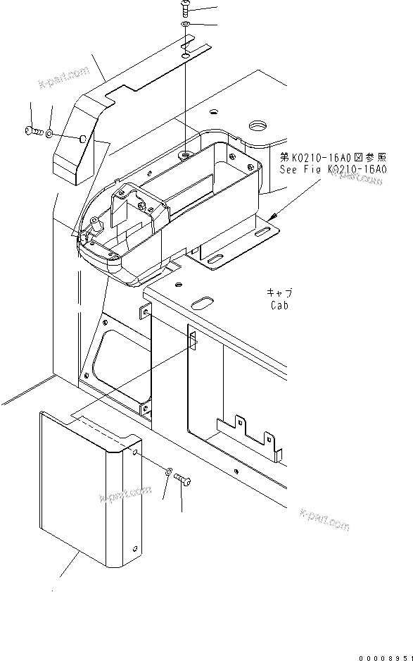 Komatsu parts book diagram for PC35MR-2-B S/N 5001-UP: FLOOR COVER (WITH HEATER) (CAB)