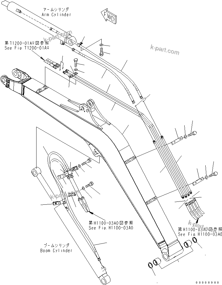 Komatsu parts book diagram for PC35MR-2-B S/N 5001-UP: BOOM (BOOM AND PIPING) (FOR JAPAN)