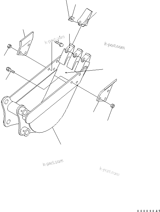 Komatsu parts book diagram for PC35MR-2-B S/N 5001-UP: BUCKET ? 0.04M3 (MINI 0.07M3) 350MM WIDE