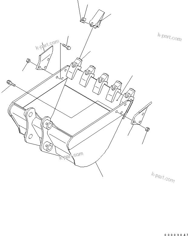 Komatsu parts book diagram for PC35MR-2-B S/N 5001-UP: BUCKET ? 0.12M3 (MINI 0.20M3) 700MM WIDE