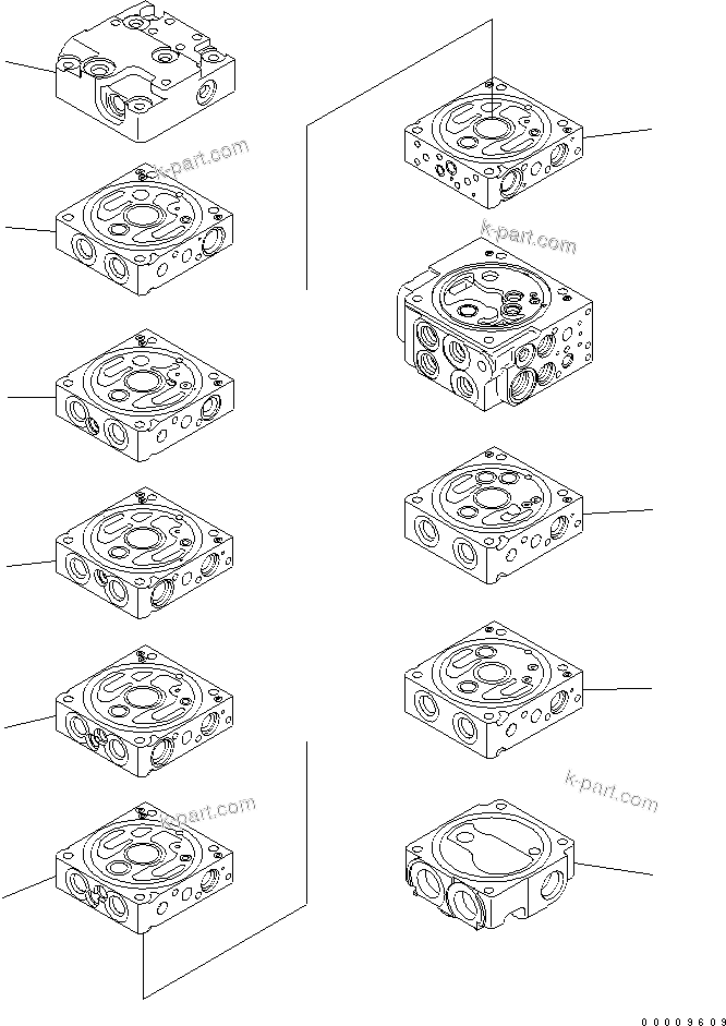 Komatsu parts book diagram for PC35MR-2-B S/N 5001-UP: MAIN VALVE (8-VALVE) (1/20)