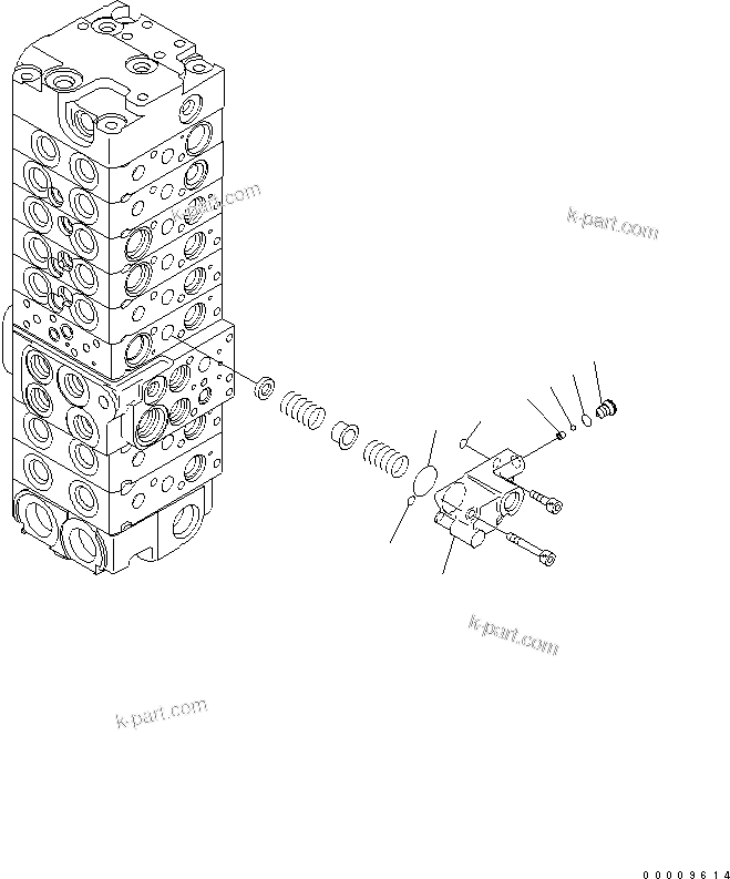 Komatsu parts book diagram for PC35MR-2-B S/N 5001-UP: MAIN VALVE (8-VALVE) (6/20)