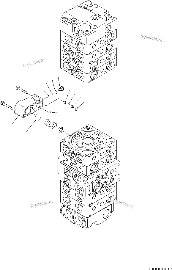 Komatsu parts book diagram for PC35MR-2-B S/N 5001-UP: MAIN VALVE (8-VALVE) (7/20)