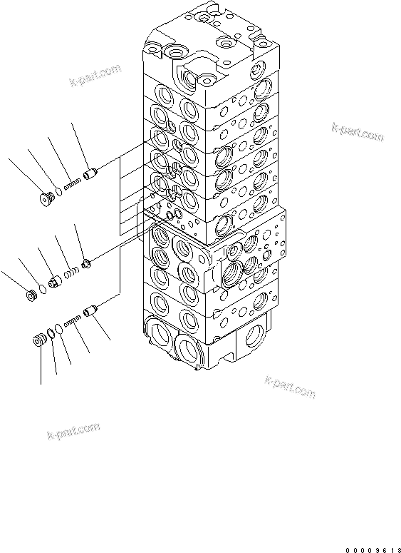 Komatsu parts book diagram for PC35MR-2-B S/N 5001-UP: MAIN VALVE (8-VALVE) (10/20)