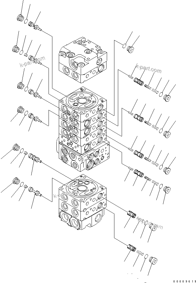 Komatsu parts book diagram for PC35MR-2-B S/N 5001-UP: MAIN VALVE (8-VALVE) (11/20)