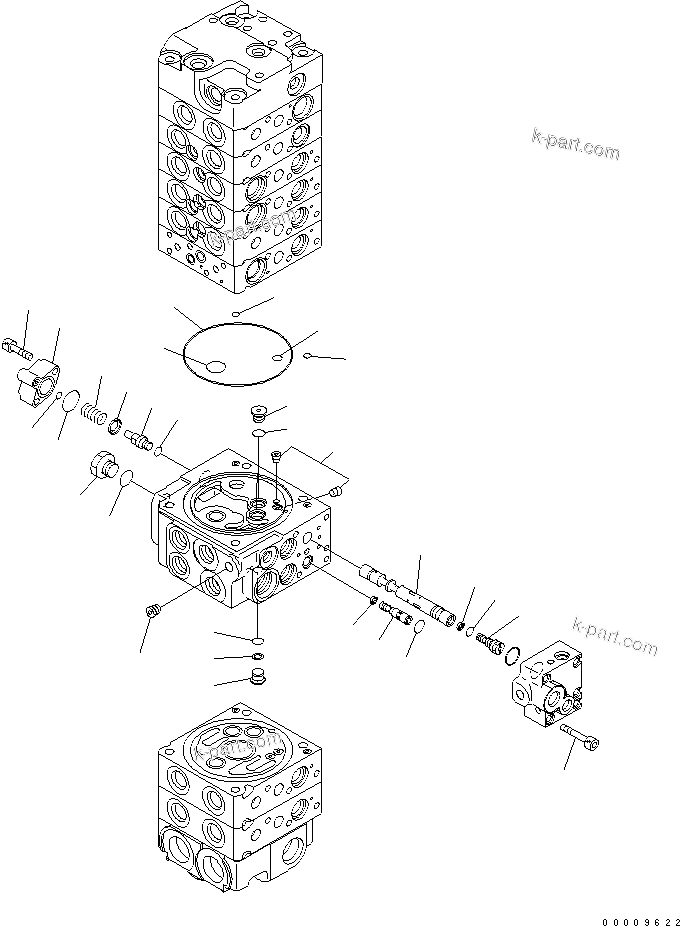 Komatsu parts book diagram for PC35MR-2-B S/N 5001-UP: MAIN VALVE (8-VALVE) (14/20)