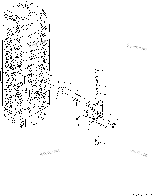 Komatsu parts book diagram for PC35MR-2-B S/N 5001-UP: MAIN VALVE (8-VALVE) (15/20)
