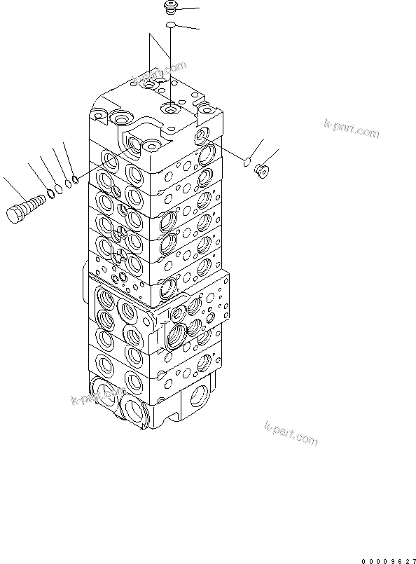 Komatsu parts book diagram for PC35MR-2-B S/N 5001-UP: MAIN VALVE (8-VALVE) (19/20)
