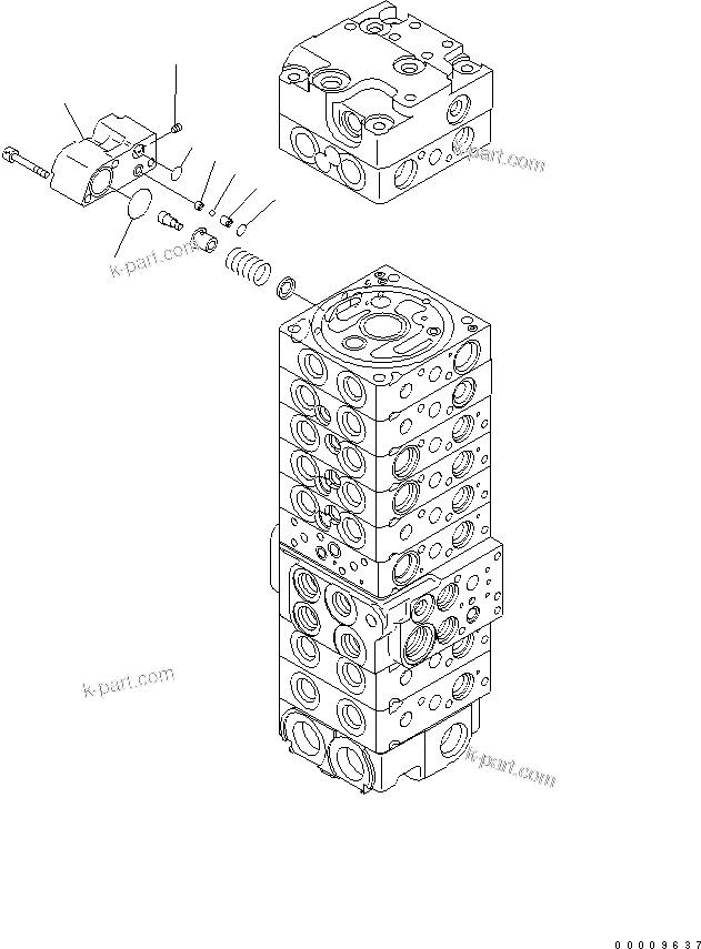 Komatsu parts book diagram for PC35MR-2-B S/N 5001-UP: MAIN VALVE (9-VALVE) (9/22)