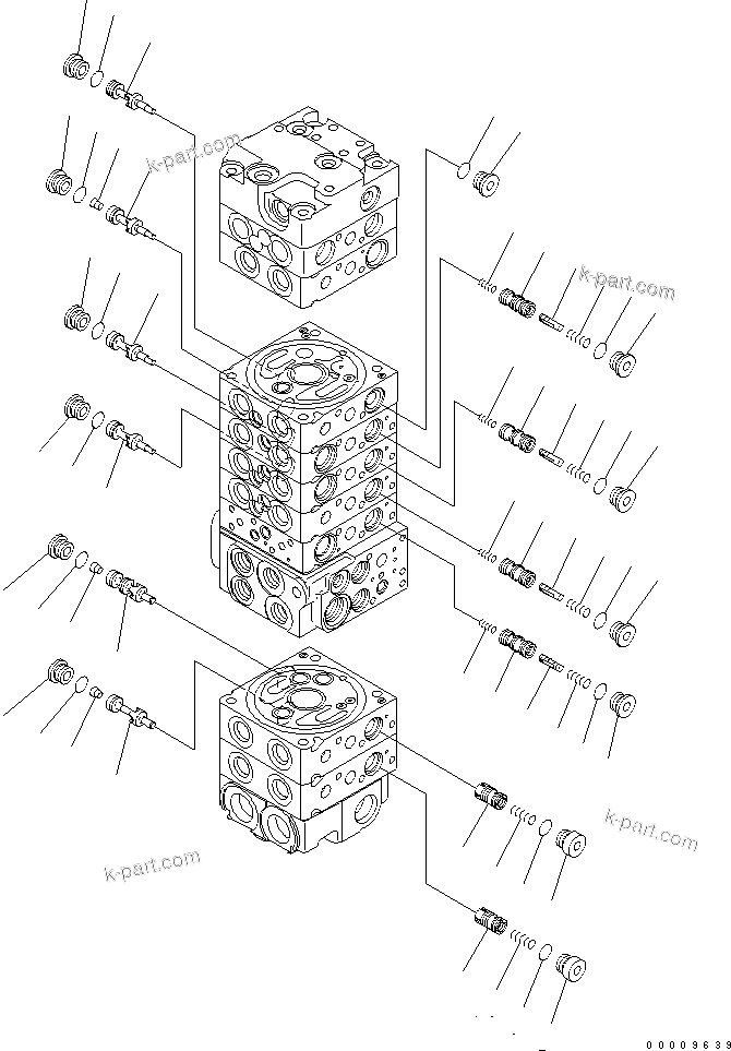 Komatsu parts book diagram for PC35MR-2-B S/N 5001-UP: MAIN VALVE (9-VALVE) (11/22)
