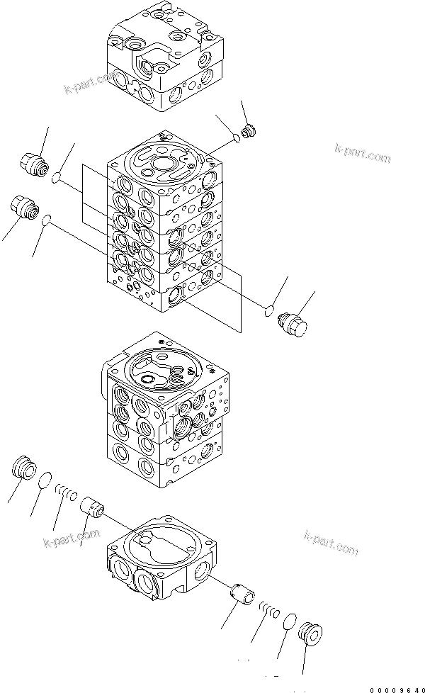 Komatsu parts book diagram for PC35MR-2-B S/N 5001-UP: MAIN VALVE (9-VALVE) (12/22)