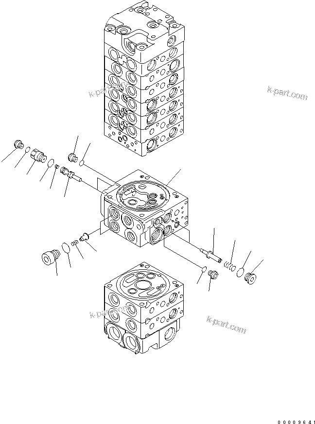Komatsu parts book diagram for PC35MR-2-B S/N 5001-UP: MAIN VALVE (9-VALVE) (13/22)