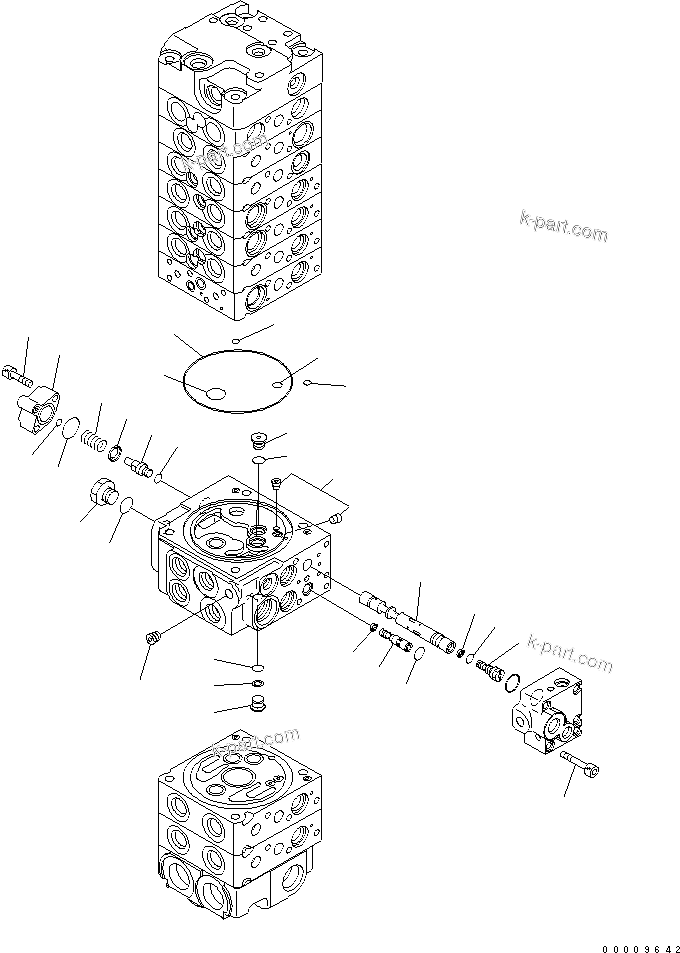 Komatsu parts book diagram for PC35MR-2-B S/N 5001-UP: MAIN VALVE (9-VALVE) (14/22)