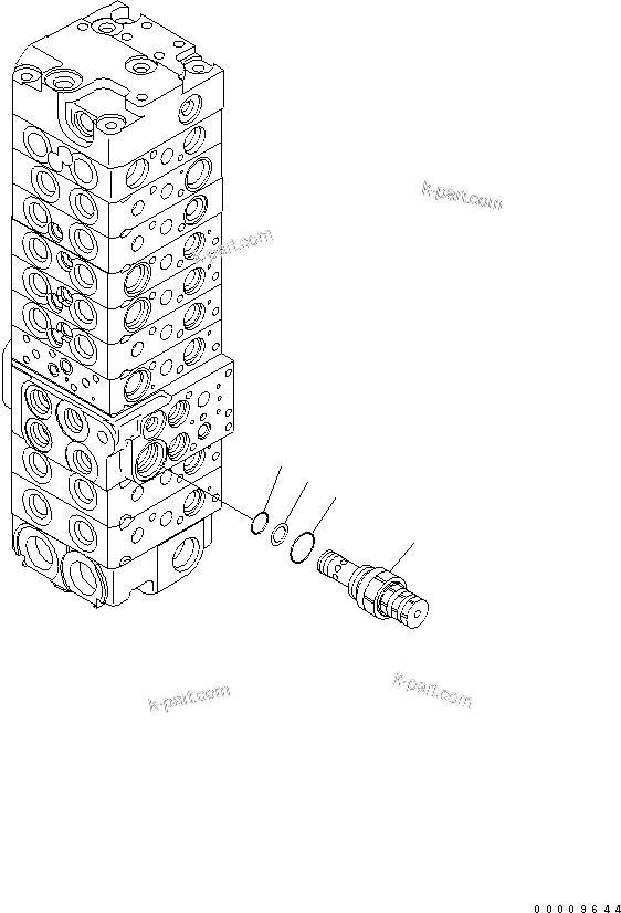 Komatsu parts book diagram for PC35MR-2-B S/N 5001-UP: MAIN VALVE (9-VALVE) (16/22)