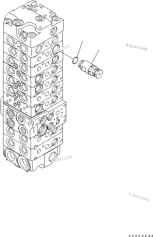 Komatsu parts book diagram for PC35MR-2-B S/N 5001-UP: MAIN VALVE (9-VALVE) (18/22)