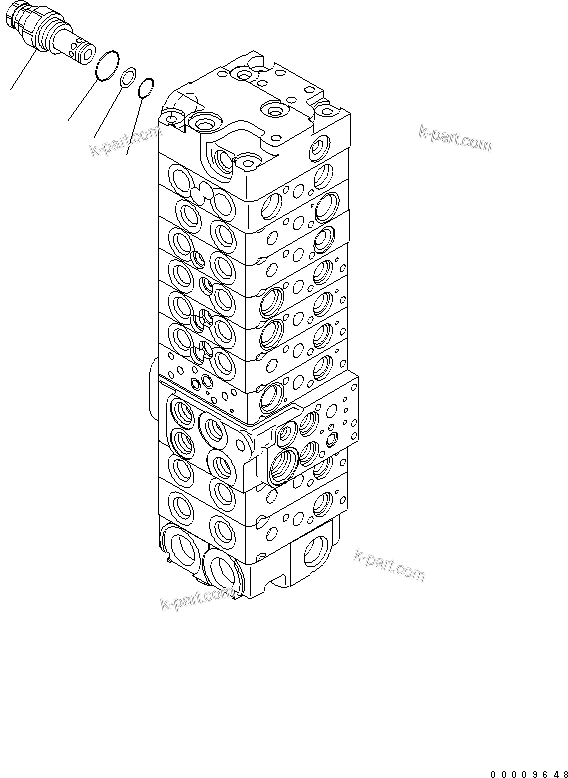 Komatsu parts book diagram for PC35MR-2-B S/N 5001-UP: MAIN VALVE (9-VALVE) (20/22)