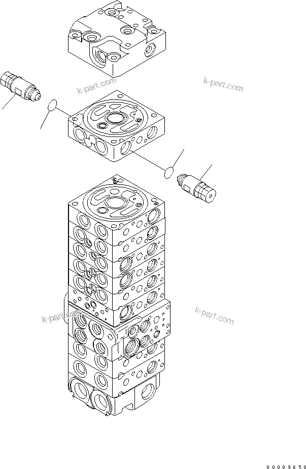 Komatsu parts book diagram for PC35MR-2-B S/N 5001-UP: MAIN VALVE (9-VALVE) (22/22)