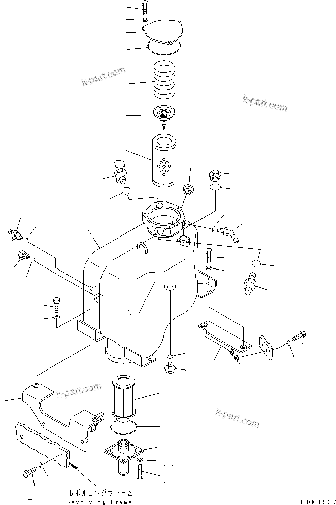 Komatsu parts book diagram for PC35R-8 S/N 35001-UP: HYDRAULIC TANK