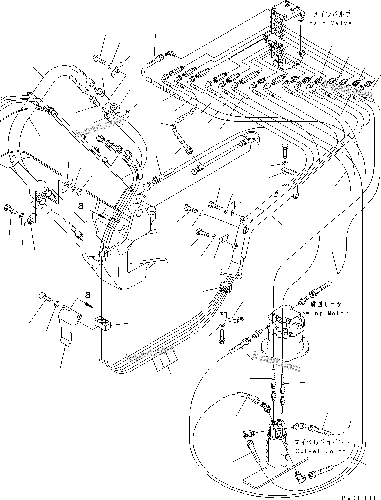 Komatsu parts book diagram for PC35R-8 S/N 35001-UP: ACTUATER LINE (MAIN LINE AND HOSE MOUNTING)(#35001-36887)