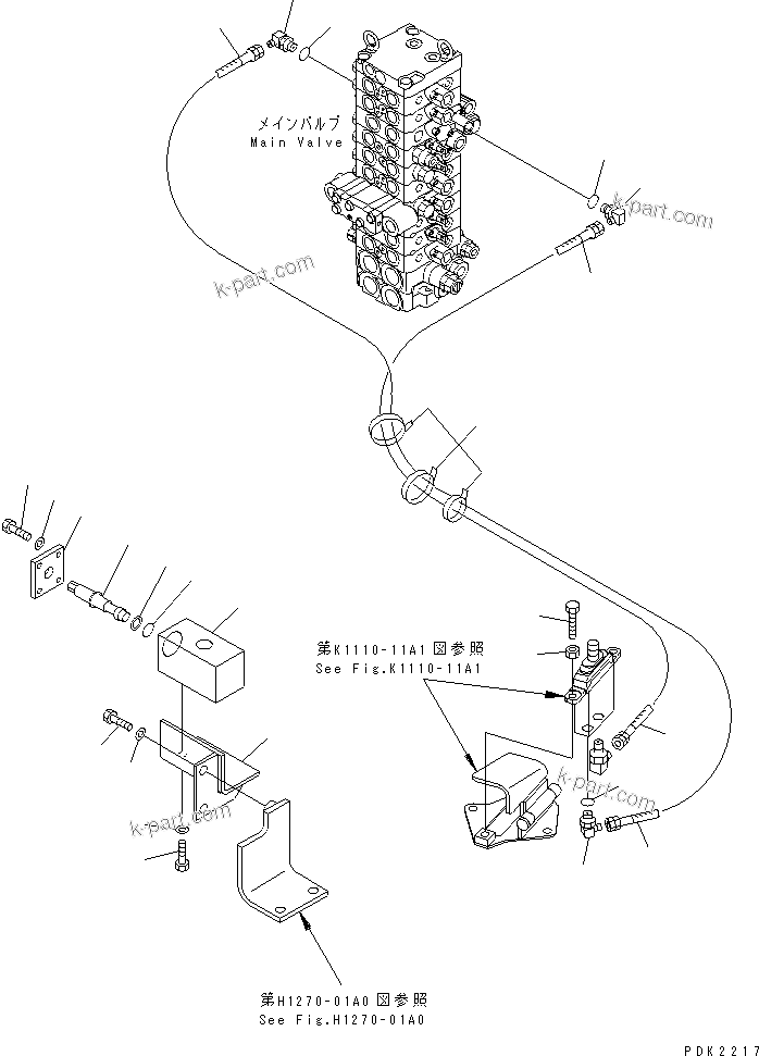 Komatsu parts book diagram for PC35R-8 S/N 35001-UP: ATTCHMENT LINE (3WAY VALVE AND PPC LINE)