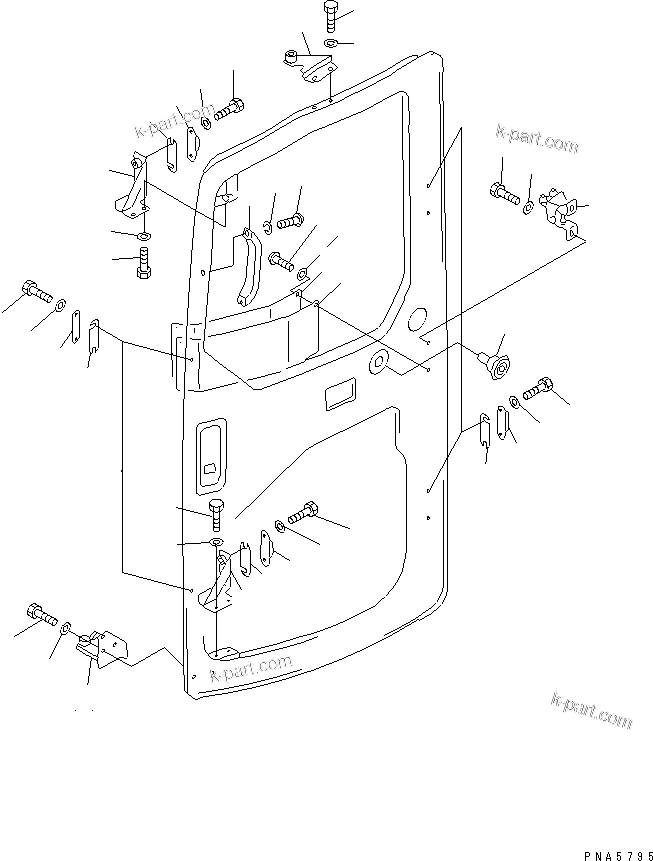 Komatsu parts book diagram for PC35R-8 S/N 35001-UP: OPERATOR'S CAB (DOOR 2/2) (5/7)
