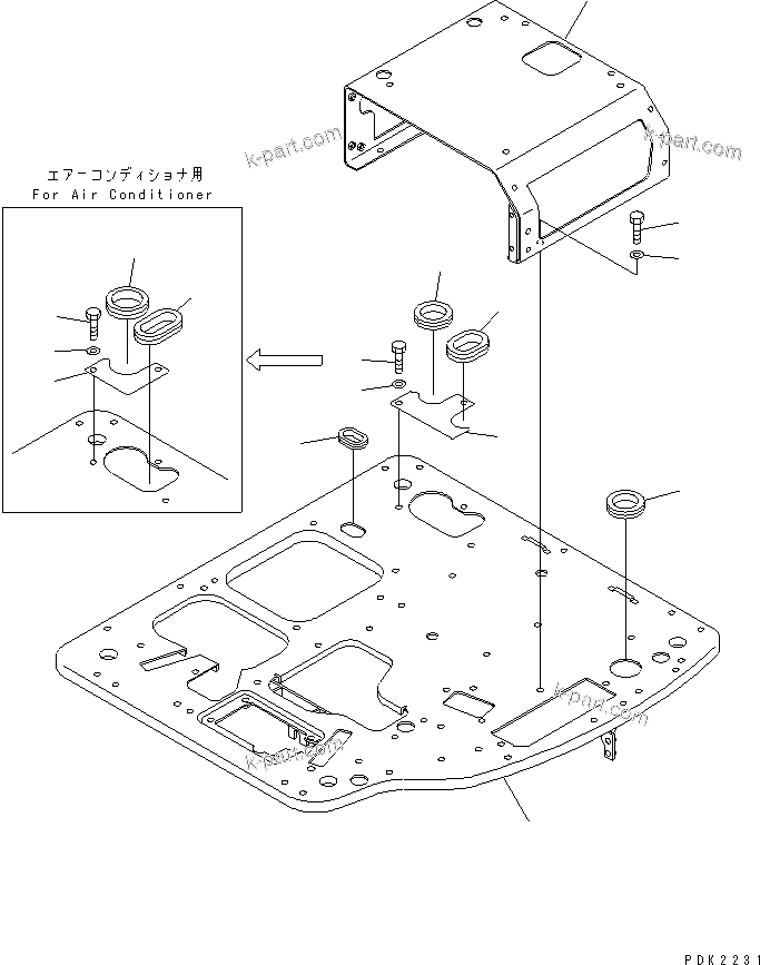 Komatsu parts book diagram for PC35R-8 S/N 35001-UP: FLOOR FRAME (FLOOR FLAME)