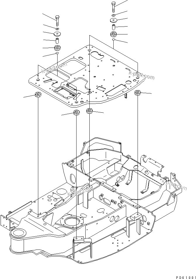 Komatsu parts book diagram for PC35R-8 S/N 35001-UP: FLOOR MOUNT (FLOOR MOUNT) (FOR TOPS CANOPY)(#36648-)